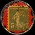 Timbre-monnaie A la Dame Blanche - Bordeaux - 5 centimes vert sur fond rouge - revers