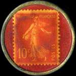 Timbre-monnaie A la Dame Blanche - Bordeaux - 10 centimes rouge sur fond rouge - revers