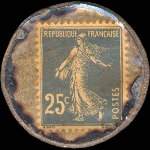 Timbre-monnaie Aux Dames de France Nouveautés - 25 centimes bleu sur fond doré - revers
