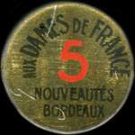 Timbre-monnaie Aux Dames de France Bordeaux 5 centimes
