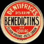 Timbre-monnaie Dentifrices des Bénédictins - 10 centimes rouge sur fond rouge - avers