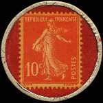 Timbre-monnaie Dentifrices des Bénédictins - 10 centimes rouge sur fond rouge - revers