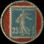 Timbre-monnaie Dentifrices des Bénédictins - 25 centimes bleu sur fond rouge - revers
