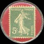 Timbre-monnaie Dentiers Deluy - Sans palais - Marseille - Docteur F.André - 5 centimes vert sur fond rouge - revers