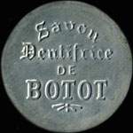 Timbre-monnaie Dentifrice de Botot type 1 - Laboratoire Blendapharm - Levallois-Perret - 5 centimes vert sur fond rouge - avers