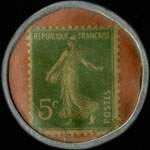 Timbre-monnaie Dentifrice de Botot type 1 - Laboratoire Blendapharm - Levallois-Perret - 5 centimes vert sur fond rouge - revers