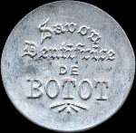 Timbre-monnaie Dentifrice de Botot type 2 - Laboratoire Blendapharm - Levallois-Perret - 5 centimes vert sur fond grenat - avers