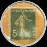Timbre-monnaie Dentifrice de Botot type 1 - Laboratoire Blendapharm - Levallois-Perret - 5 centimes vert sur fond jaune - revers