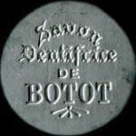 Timbre-monnaie Dentifrice de Botot type 2 - Laboratoire Blendapharm - Levallois-Perret - 10 centimes rouge sur fond bleu-nuit - avers