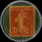 Timbre-monnaie Dentifrice de Botot type 2 - Laboratoire Blendapharm - Levallois-Perret - 10 centimes rouge sur fond bleu-nuit - revers