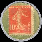 Timbre-monnaie Dentifrice de Botot type 1 - Laboratoire Blendapharm - Levallois-Perret - 10 centimes rouge sur fond vert - revers