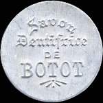 Timbre-monnaie Dentifrice de Botot type 2 - Laboratoire Blendapharm - Levallois-Perret - 25 centimes bleu sur fond grenat - avers