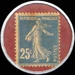 Timbre-monnaie Dentifrice de Botot type 2 - Laboratoire Blendapharm - Levallois-Perret - 25 centimes bleu sur fond grenat - revers
