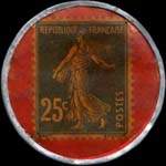 Timbre-monnaie Dentifrice de Botot type 3 - Laboratoire Blendapharm - Levallois-Perret - 25 centimes bleu sur fond rouge - revers