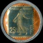 Timbre-monnaie Dentifrice de Botot type 1 - Laboratoire Blendapharm - Levallois-Perret - 25 centimes bleu sur fond orange - revers