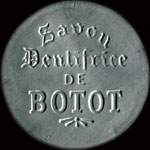 Timbre-monnaie Dentifrice de Botot type 1 - Laboratoire Blendapharm - Levallois-Perret - 25 centimes bleu sur fond rouge - avers