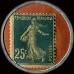 Timbre-monnaie Dentifrice de Botot type 1 - Laboratoire Blendapharm - Levallois-Perret - 25 centimes bleu sur fond rouge - revers