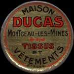 Timbre-monnaie Maison Ducas - Montceau-les-Mines - 5 centimes vert sur rouge - avers