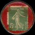 Timbre-monnaie Maison Ducas - Montceau-les-Mines - 5 centimes vert sur rouge - revers