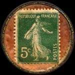 Timbre-monnaie Ducommun - Place du Castillet - Perpignan - 5 centimes vert sur rose vergé - revers