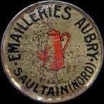 Timbre-monnaie Emailleries Aubry - Saultain - 5 centimes vert sur doré vergé - avers