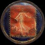 Timbre-monnaie Emailleries Aubry - Saultain - 10 centimes rouge sur bleu-noir vergé - revers