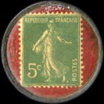 Timbre-monnaie Escla - Go�tez les d�licieuses confitures Escla - 5 centimes vert sur fond rouge - exemplaire 2 - revers