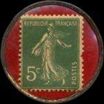 Timbre-monnaie Escla - Goûtez les délicieuses confitures Escla - 5 centimes vert sur fond rouge - revers