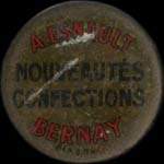 Timbre-monnaie A.Esnault à Bernay - 5 centimes vert sur fond rouge - avers