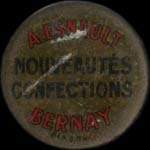 Timbre-monnaie A.Esnault � Bernay - 5 centimes vert sur fond rouge - avers