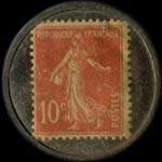 Timbre-monnaie A.Esnault � Bernay - 10 centimes rouge sur fond bleu-nuit - revers