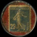 Timbre-monnaie Everite - la meilleure publicité - La meilleure toiture - Agent A.Constant - 25 centimes bleu sur fond rouge - revers