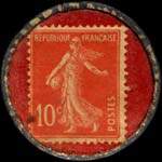 Timbre-monnaie Everite - la meilleure publicité - La meilleure toiture - Agent A.Constant - 10 centimes rouge sur fond rouge - revers