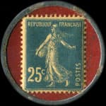 Timbre-monnaie Exposition d'Alger 1921 - 25 centimes bleu sur fond rouge - revers