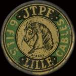 Timbre-monnaie 6 Fils JTPF - 5 centimes vert sur fond rouge - avers