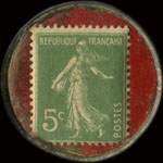 Timbre-monnaie 6 Fils JTPF - 5 centimes vert sur fond rouge - revers