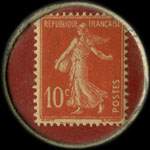 Timbre-monnaie 6 Fils JTPF - 10 centimes rouge sur fond rouge - revers