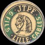 Timbre-monnaie 6 Fils JTPF - 10 centimes rouge sur fond rouge - (exemplaire décentré) - avers