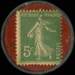 Timbre-monnaie Galeries de Coutances - 5 centimes vert sur fond rouge - revers