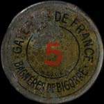 Timbre-monnaie Galeries de France - 5 centimes vert sur fond rouge - avers