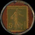 Timbre-monnaie Galeries du Havre - 5 centimes vert sur fond rouge - revers
