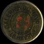 Timbre-monnaie Galeries du Havre - 25 centimes bleu sur fond jaune - avers