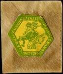 Timbre-monnaie Grands Magasins Aux Galeries Lafayette Paris - 15 centimes vert ligné dans pochette - Etiquette du type 2b jaune et verte 16 x 17 mm environ - avers