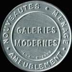 Timbre-monnaie Galeries Modernes - 10 centimes rouge sur fond bleu (inscriptions visibles) - avers