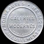 Timbre-monnaie Galeries Modernes - 5 centimes vert sur fond rouge (inscriptions non visibles) - avers