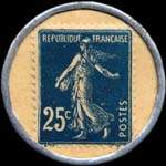 Timbre-monnaie Galeries Modernes - 25 centimes bleu sur fond blanc (inscriptions non visibles) - revers