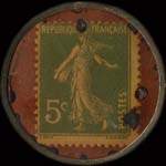 Timbre-monnaie Galeries Modernes - Arras - 5 centimes vert sur fond rouge - revers