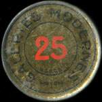 Timbre-monnaie Galeries Modernes - 25 centimes bleu sur fond dor� - avers