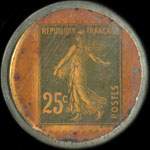Timbre-monnaie Galeries Modernes - 25 centimes bleu sur fond doré - revers