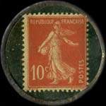 Timbre-monnaie Galeries Modernes - 10 centimes rouge sur fond vert turquoise - revers